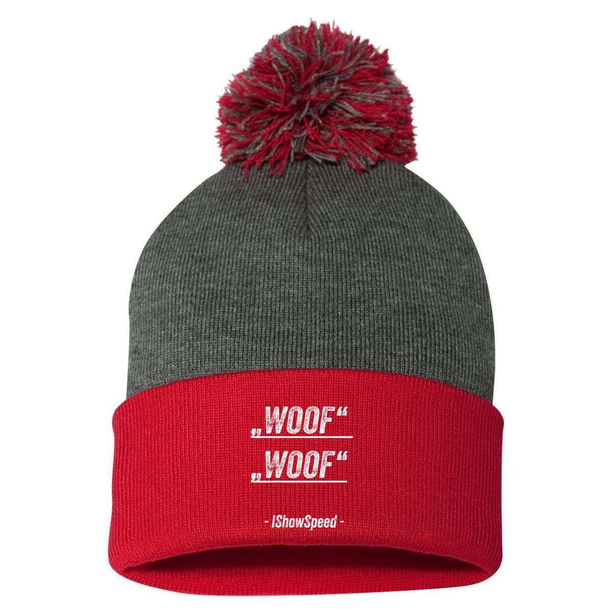 Ishowspeed Wof Woof Streamer Fan Pom Pom 12in Knit Beanie